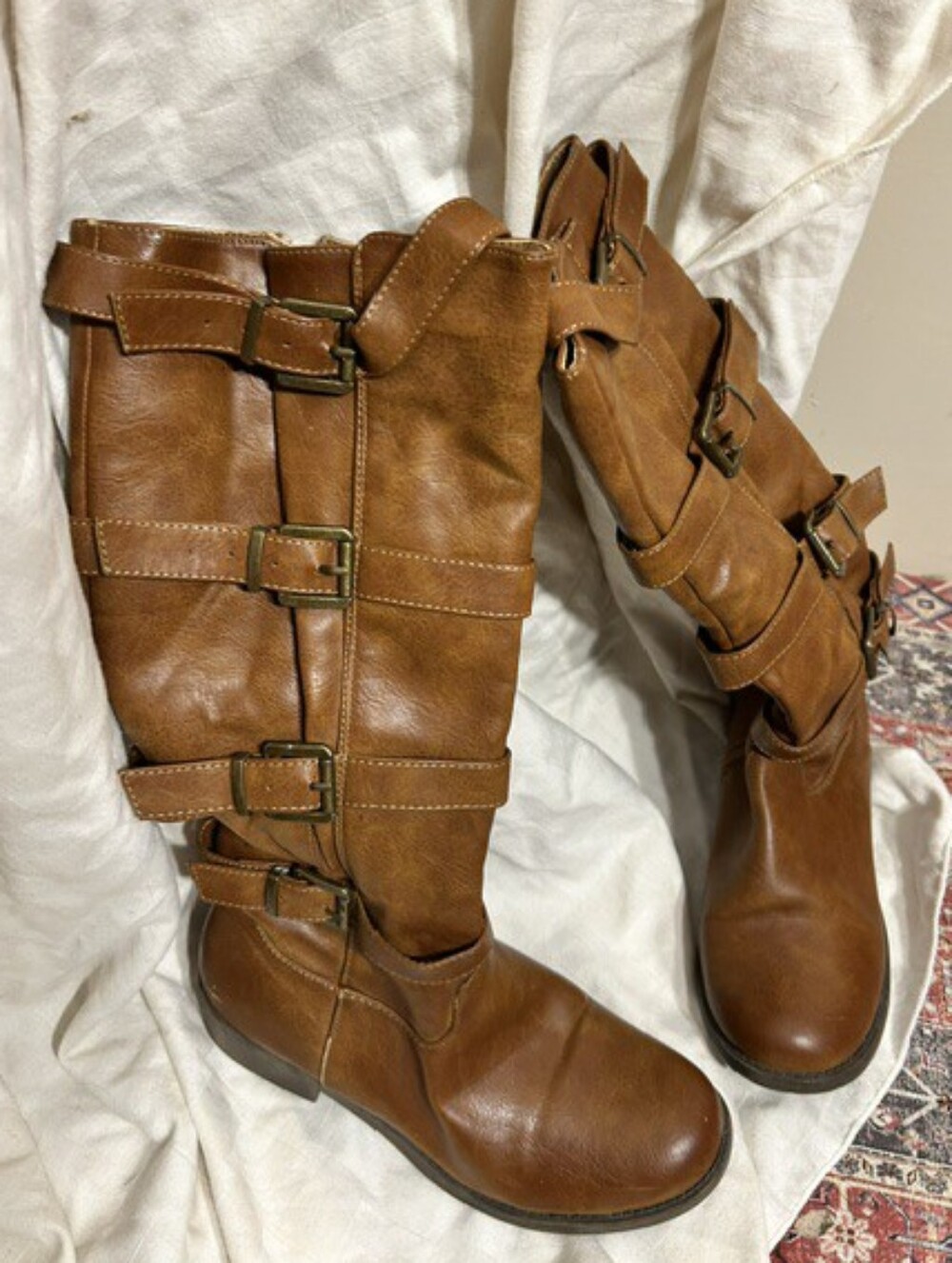 size 7  high  brown tan boots shoes womens  gently used seven